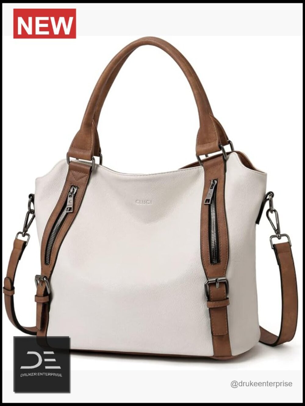 Large Hobo Bag Vegan Leather Tote with Multiple Pockets Shoulder Bag